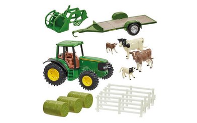 Accessory - other Sofimat COFFRET TRACTEUR AVEC REMORQUE ET VACHE JOHN DEERE MCE43257X000  - 1